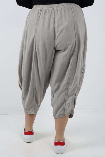 Elasticated Waist Drawstring Detail Cropped Linen Trouser - Lashra Fashion