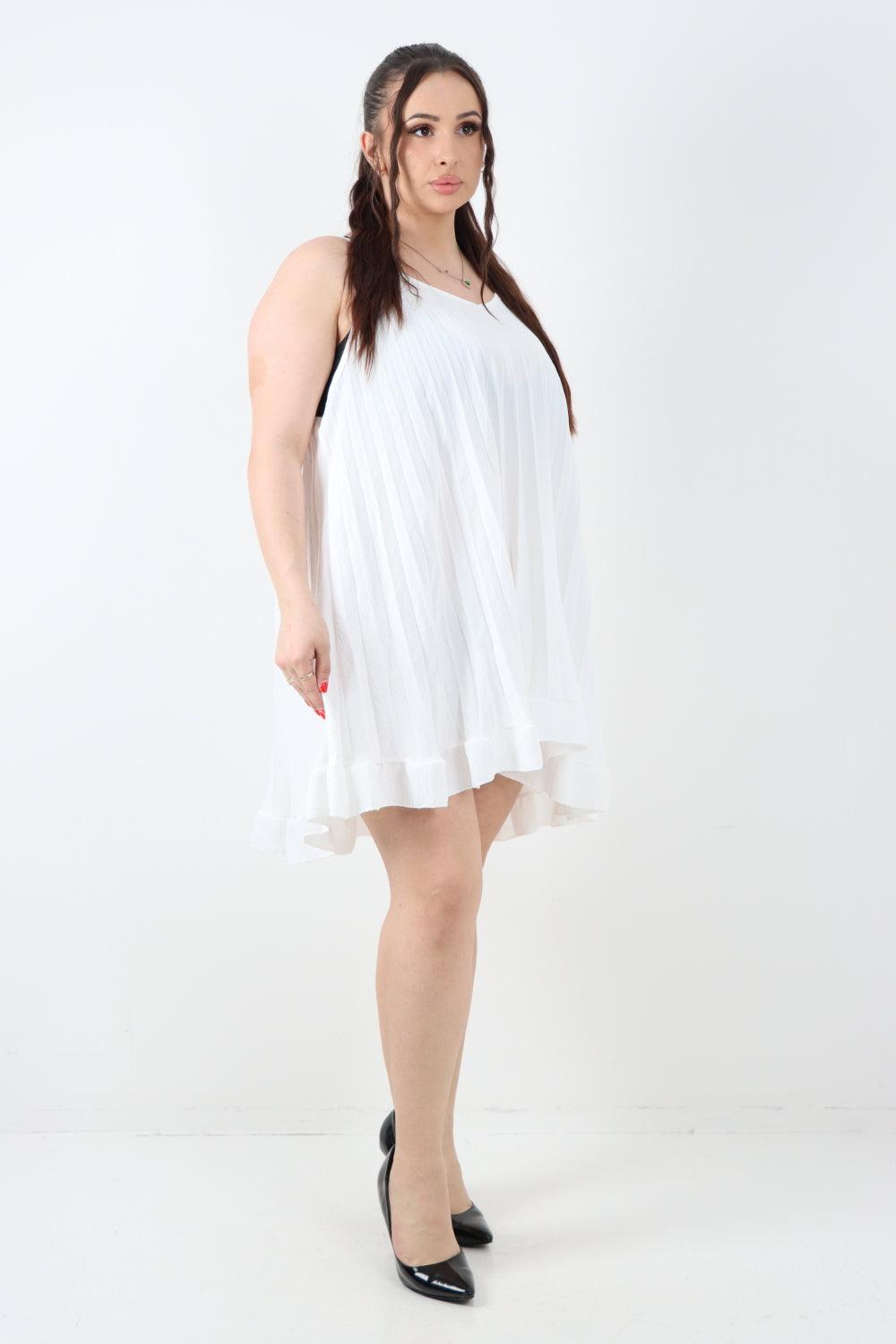 Pleated Frill Hem Swing Dress - Lashra Fashion