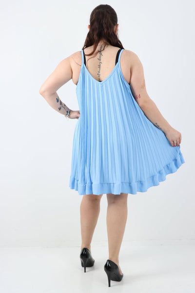 Pleated Frill Hem Swing Dress - Lashra Fashion