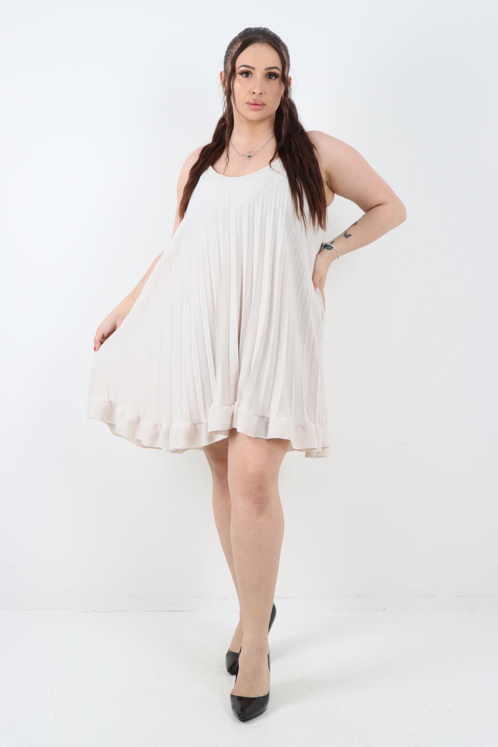 Pleated Frill Hem Swing Dress - Lashra Fashion