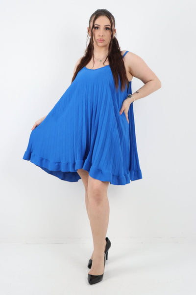 Pleated Frill Hem Swing Dress - Lashra Fashion