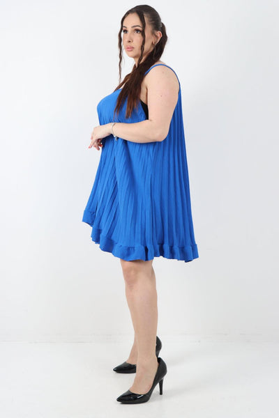 Pleated Frill Hem Swing Dress - Lashra Fashion