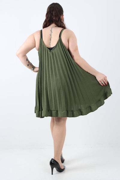 Pleated Frill Hem Swing Dress - Lashra Fashion