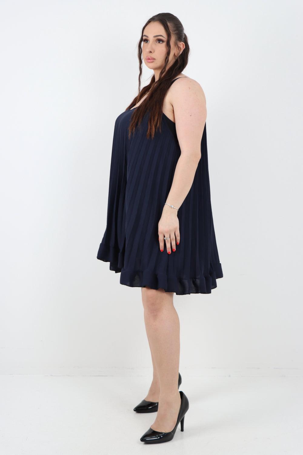 Pleated Frill Hem Swing Dress - Lashra Fashion