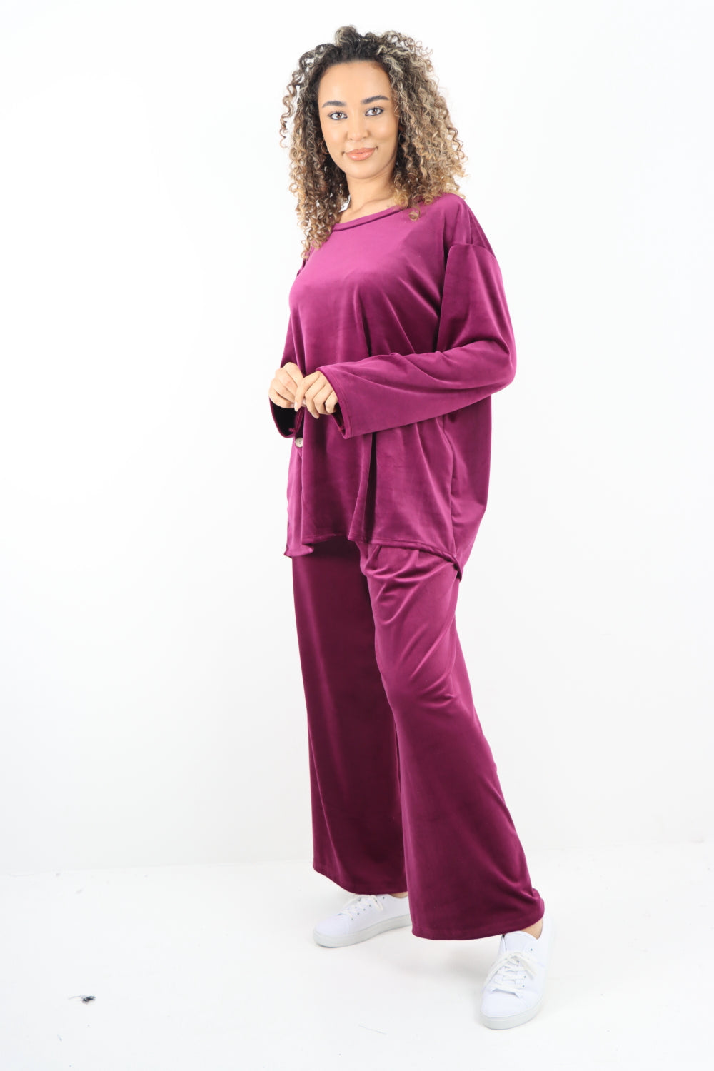 Button Detail  Velour Co-Ord Set