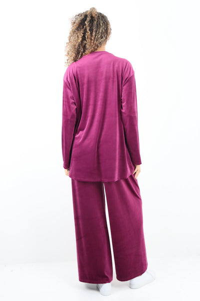 Button Detail  Velour Co-Ord Set