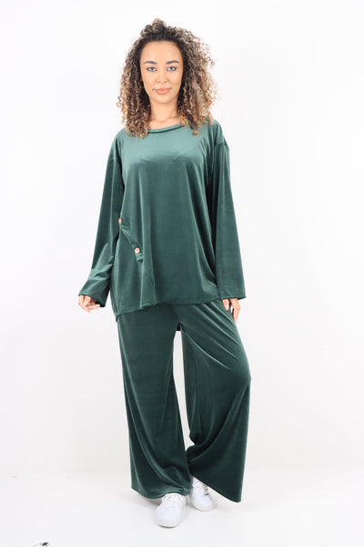 Button Detail  Velour Co-Ord Set