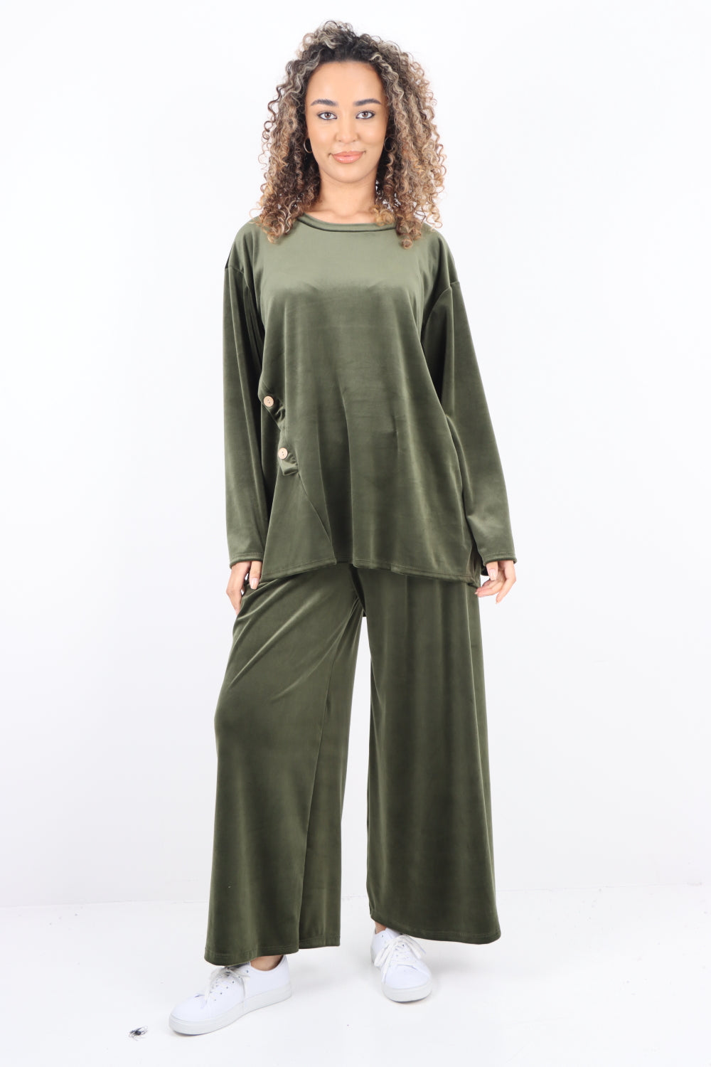 Button Detail  Velour Co-Ord Set