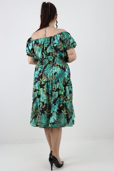 Bardot Printed Puff Sleeve Midi Dress - Lashra Fashion