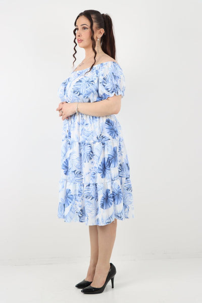 Bardot Printed Puff Sleeve Midi Dress - Lashra Fashion