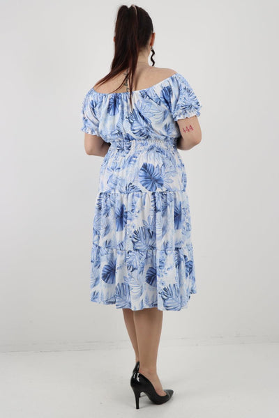 Bardot Printed Puff Sleeve Midi Dress - Lashra Fashion