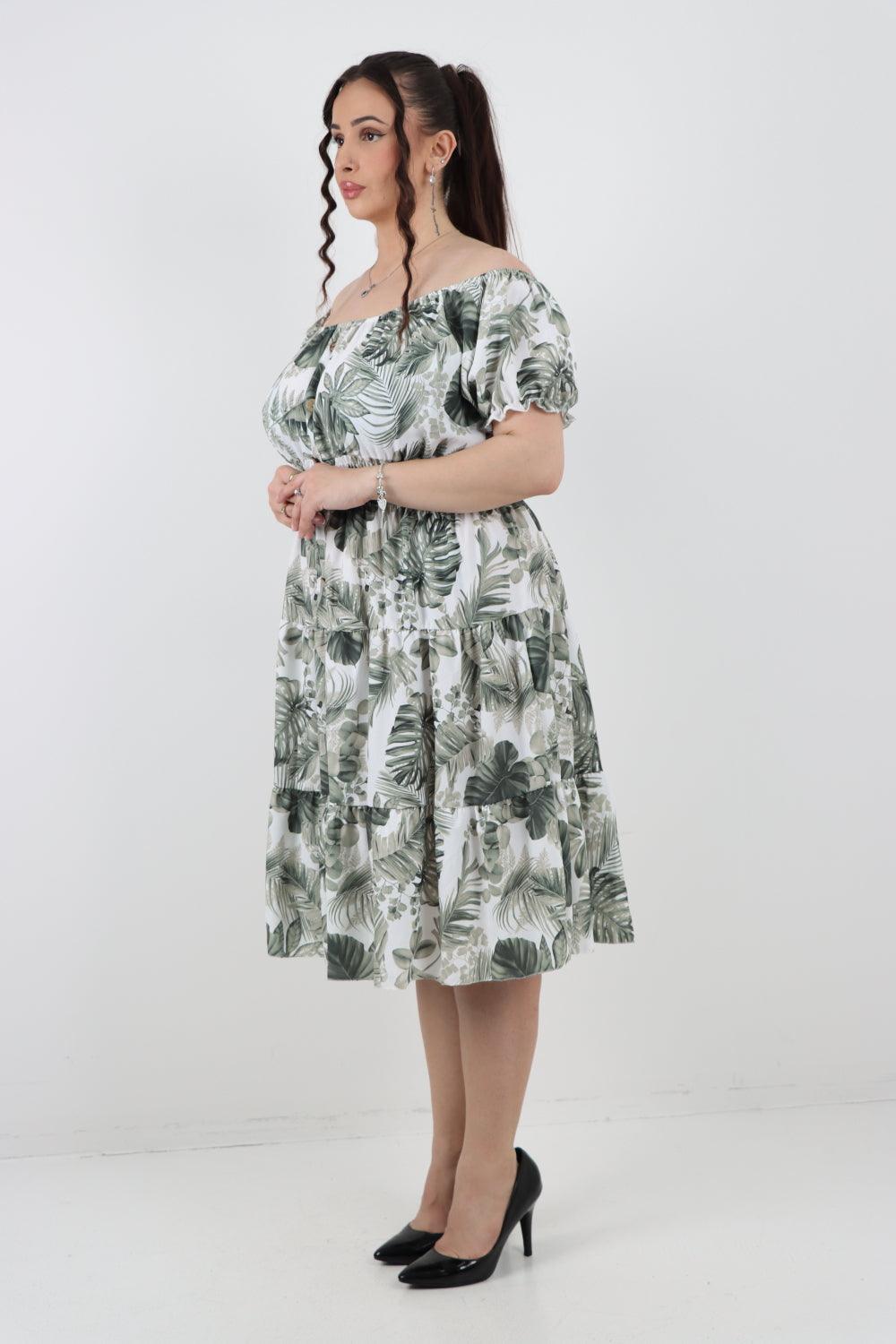 Bardot Printed Puff Sleeve Midi Dress - Lashra Fashion