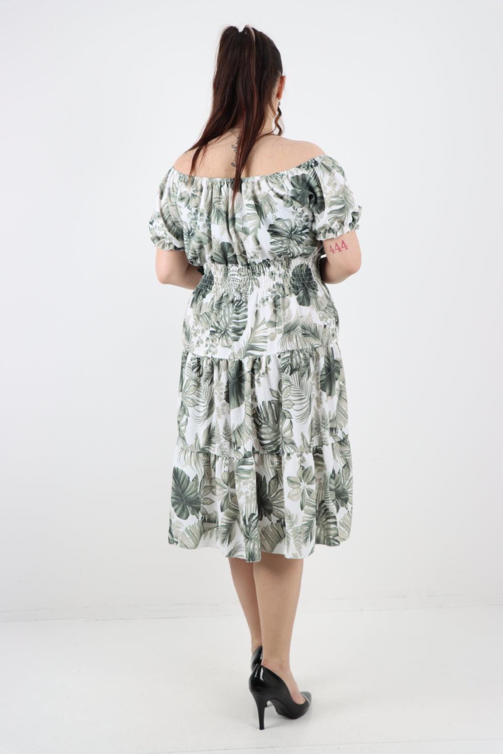 Bardot Printed Puff Sleeve Midi Dress - Lashra Fashion