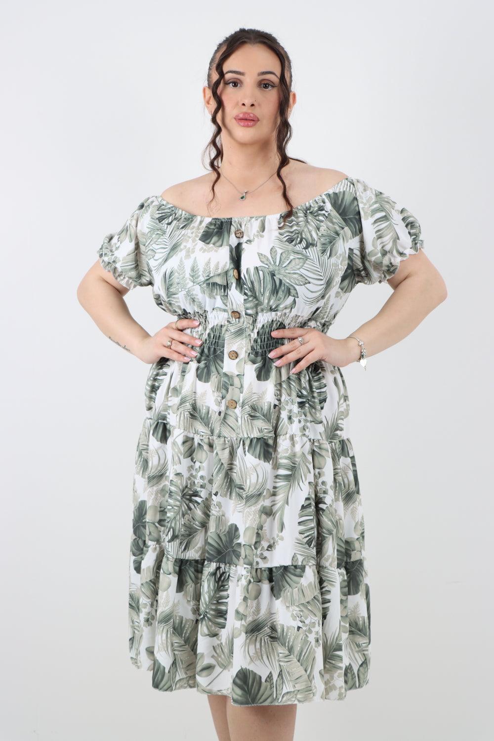 Bardot Printed Puff Sleeve Midi Dress - Lashra Fashion