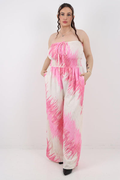 Halter Neck Side Pockets Tie Dye Jumpsuit - Lashra Fashion