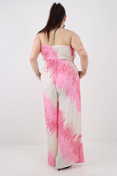 Halter Neck Side Pockets Tie Dye Jumpsuit - Lashra Fashion