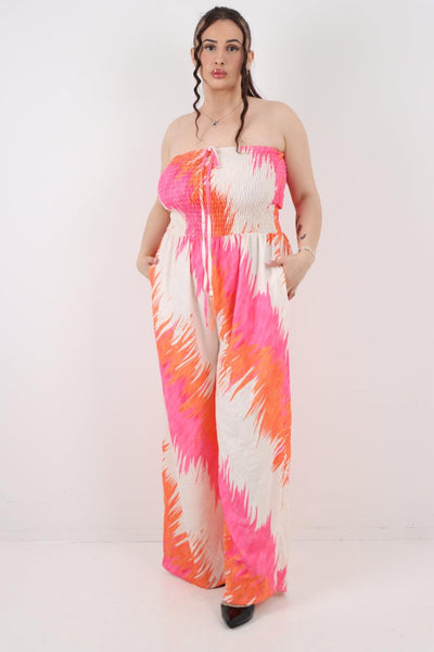 Halter Neck Side Pockets Tie Dye Jumpsuit - Lashra Fashion