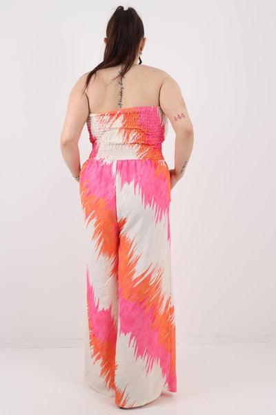 Halter Neck Side Pockets Tie Dye Jumpsuit - Lashra Fashion