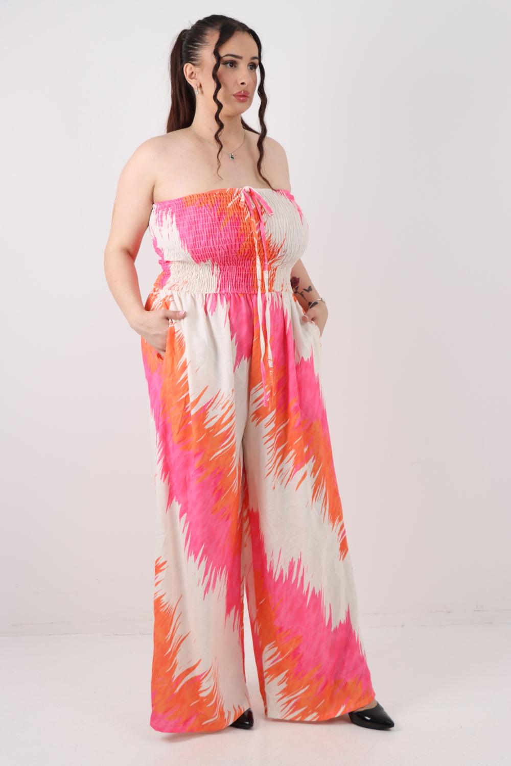 Halter Neck Side Pockets Tie Dye Jumpsuit - Lashra Fashion