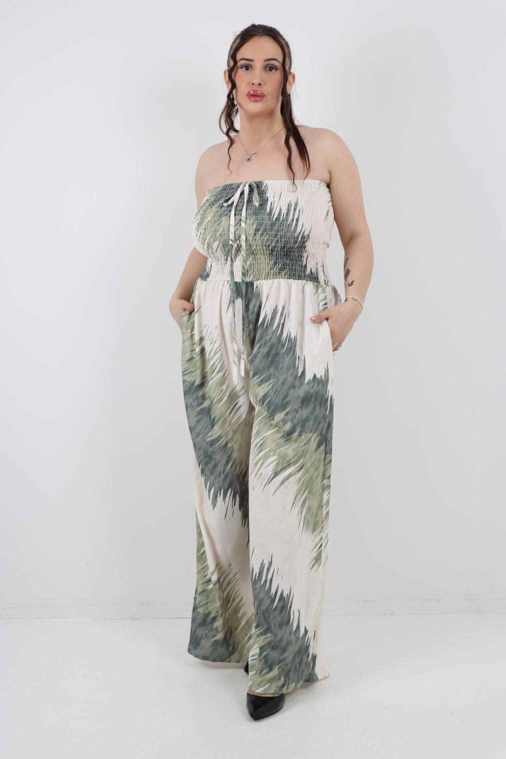 Halter Neck Side Pockets Tie Dye Jumpsuit - Lashra Fashion