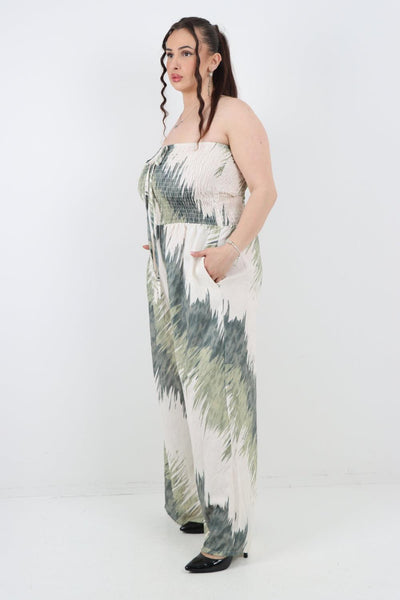 Halter Neck Side Pockets Tie Dye Jumpsuit - Lashra Fashion