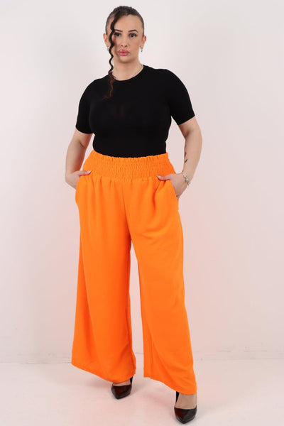 Shirred Waist Side Pockets Trouser - Lashra Fashion