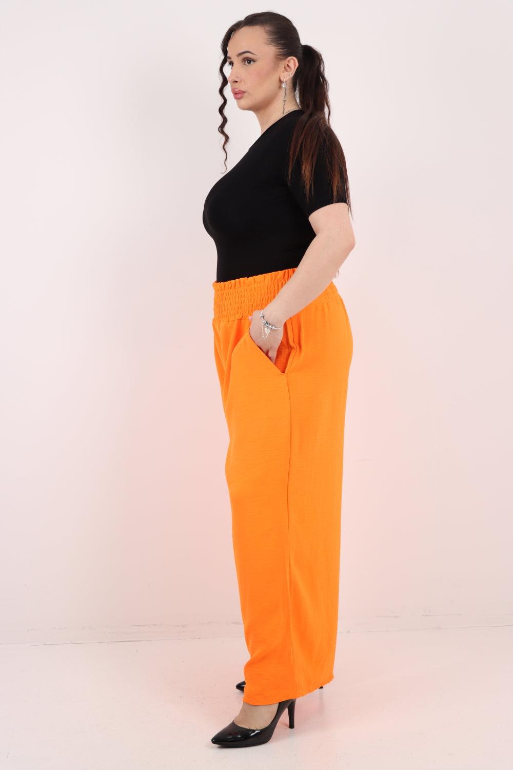 Shirred Waist Side Pockets Trouser - Lashra Fashion