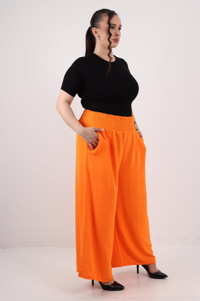 Shirred Waist Side Pockets Trouser - Lashra Fashion