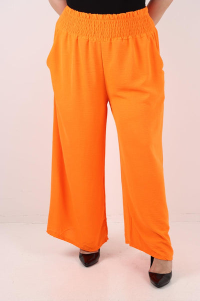 Shirred Waist Side Pockets Trouser - Lashra Fashion