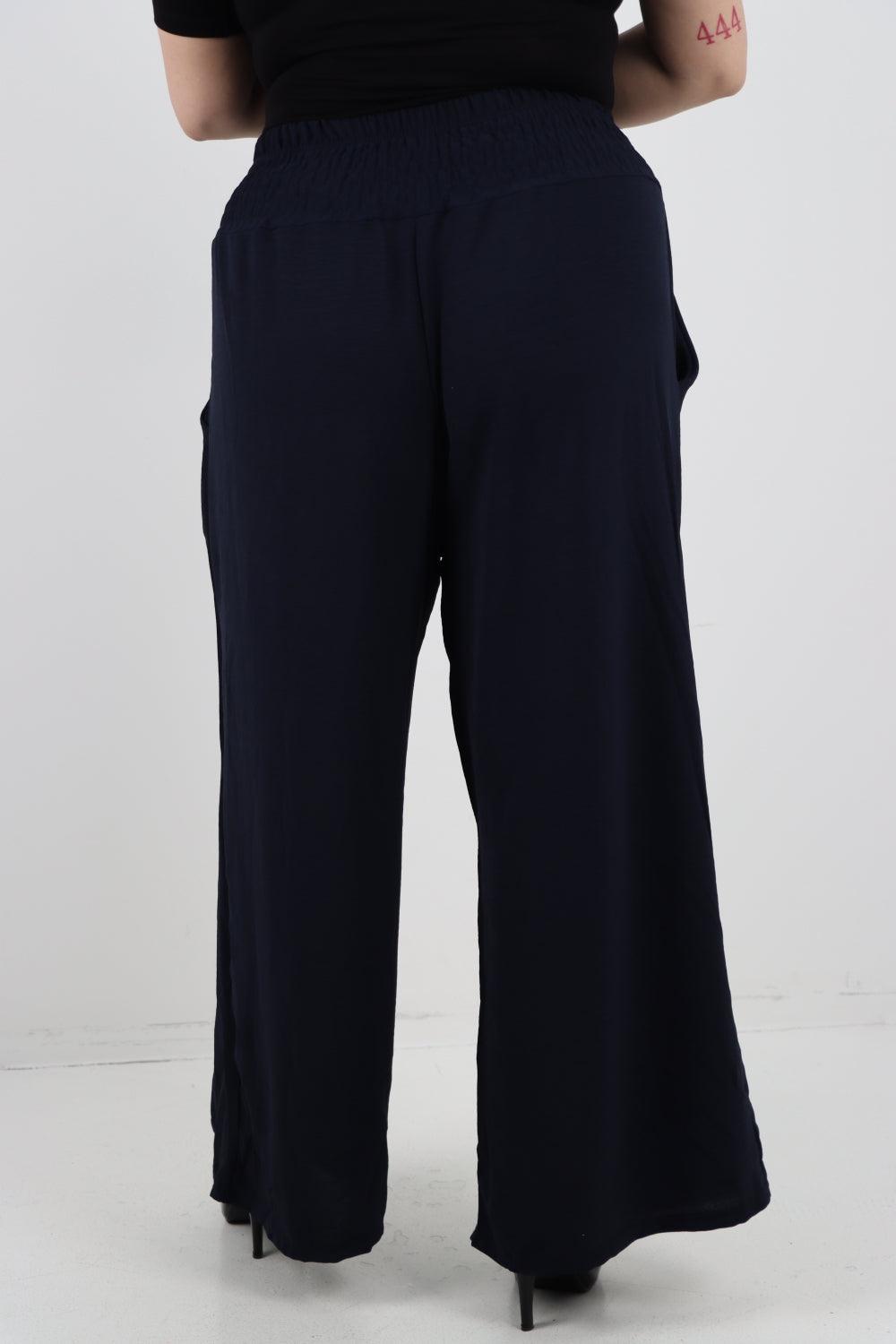 Shirred Waist Side Pockets Trouser - Lashra Fashion