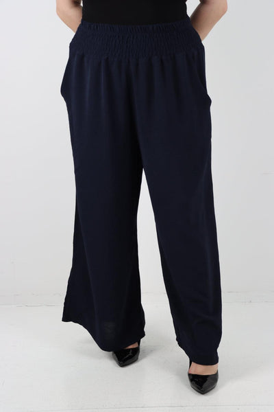 Shirred Waist Side Pockets Trouser - Lashra Fashion