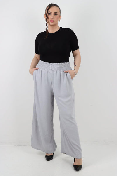 Shirred Waist Side Pockets Trouser - Lashra Fashion