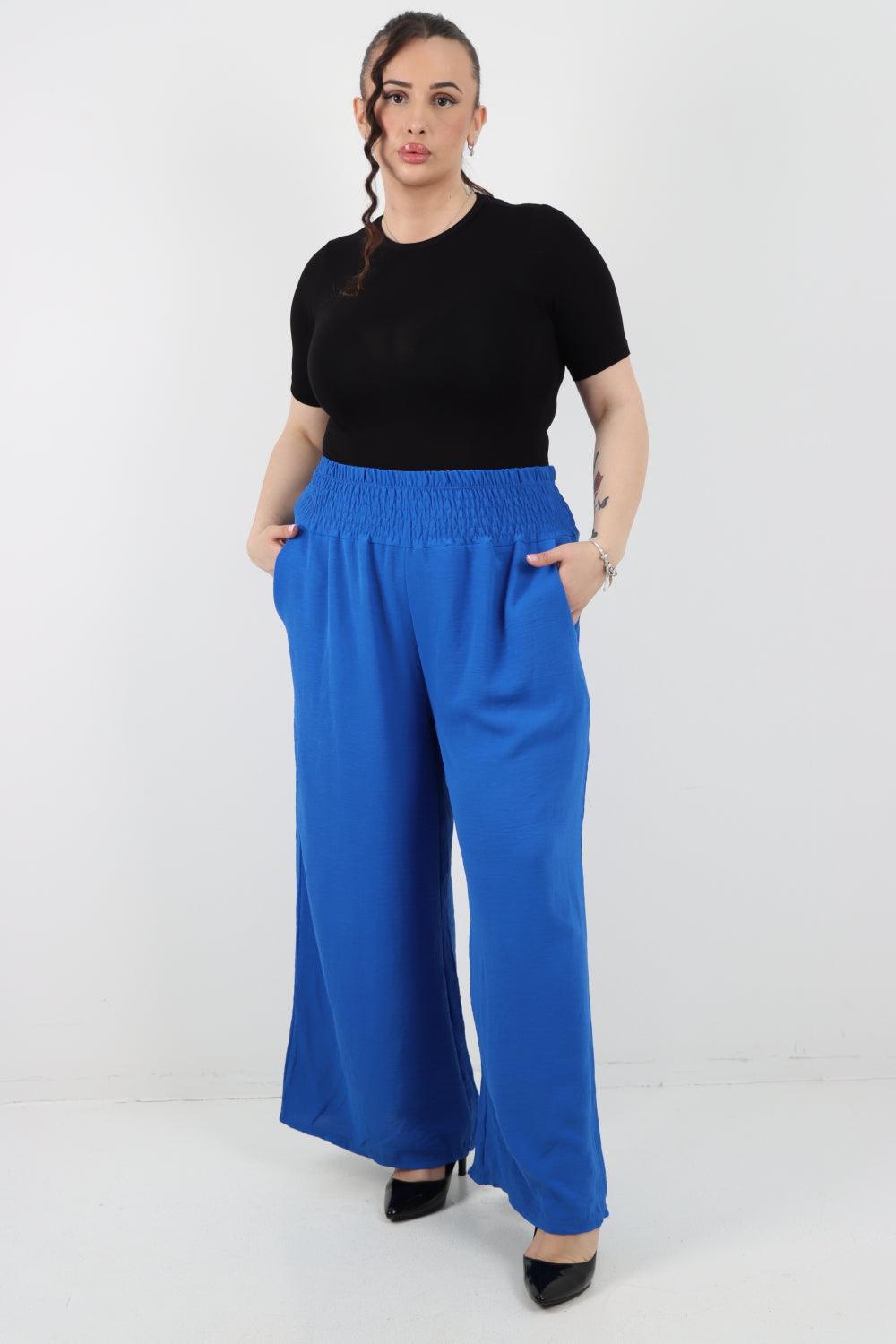 Shirred Waist Side Pockets Trouser - Lashra Fashion