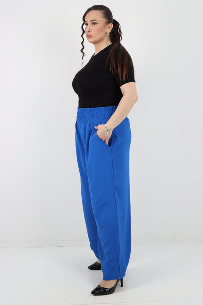 Shirred Waist Side Pockets Trouser - Lashra Fashion