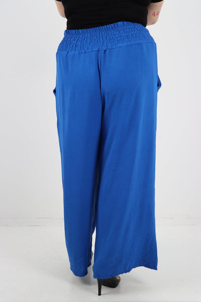 Shirred Waist Side Pockets Trouser - Lashra Fashion