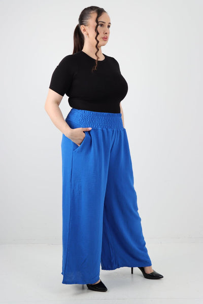 Shirred Waist Side Pockets Trouser - Lashra Fashion