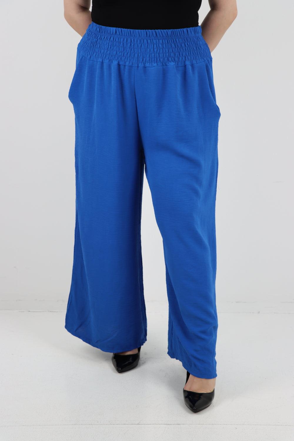 Shirred Waist Side Pockets Trouser - Lashra Fashion