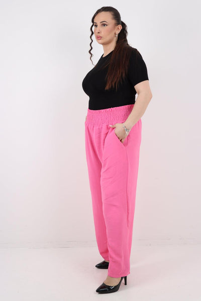 Shirred Waist Side Pockets Trouser - Lashra Fashion