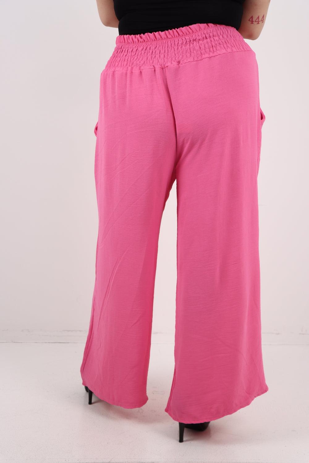 Shirred Waist Side Pockets Trouser - Lashra Fashion