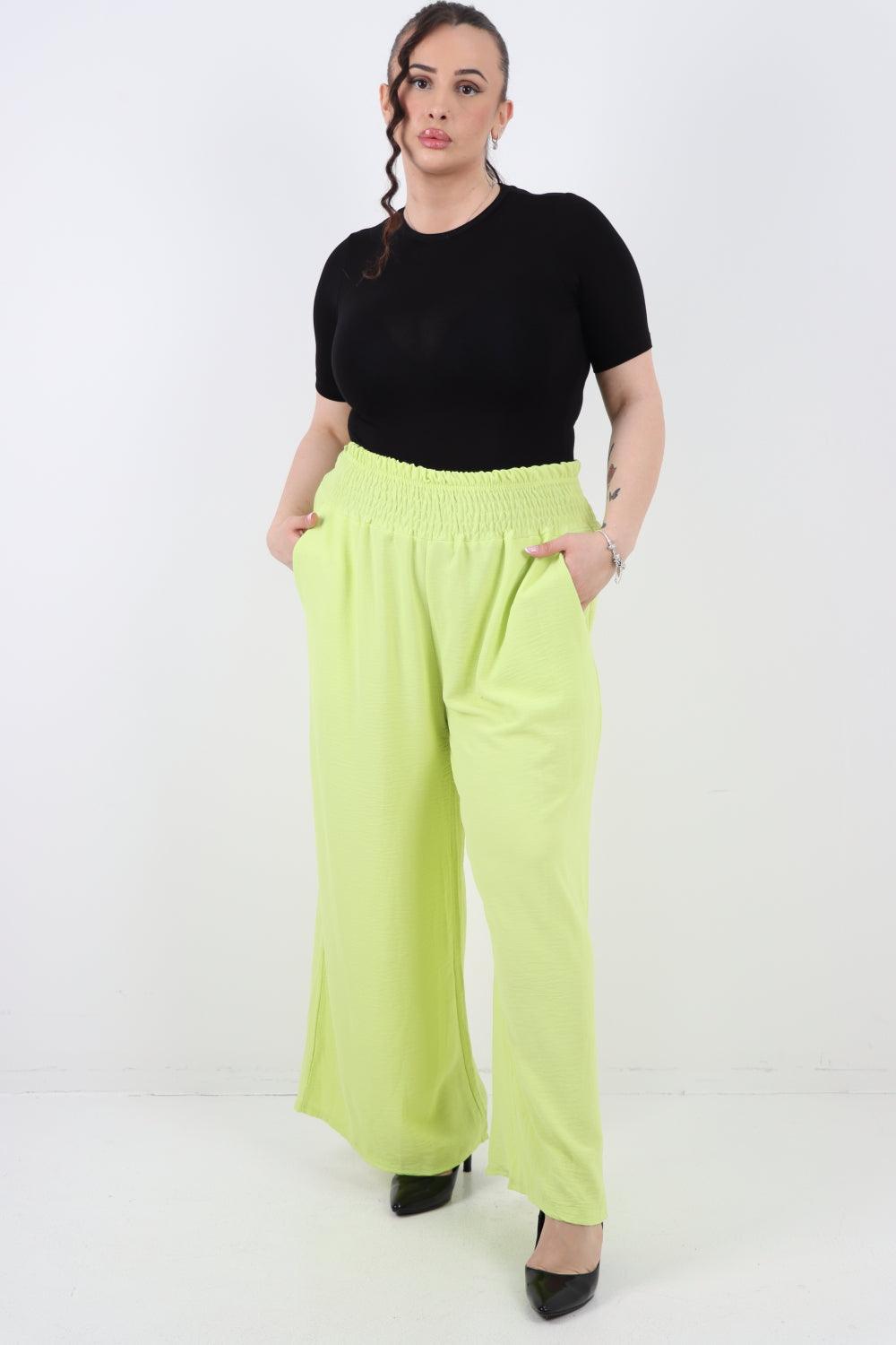 Shirred Waist Side Pockets Trouser - Lashra Fashion