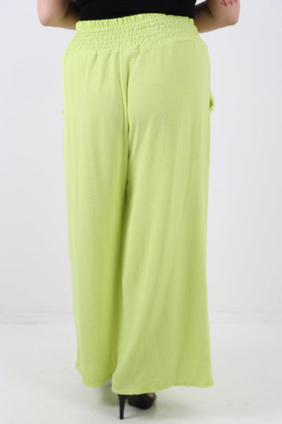 Shirred Waist Side Pockets Trouser - Lashra Fashion