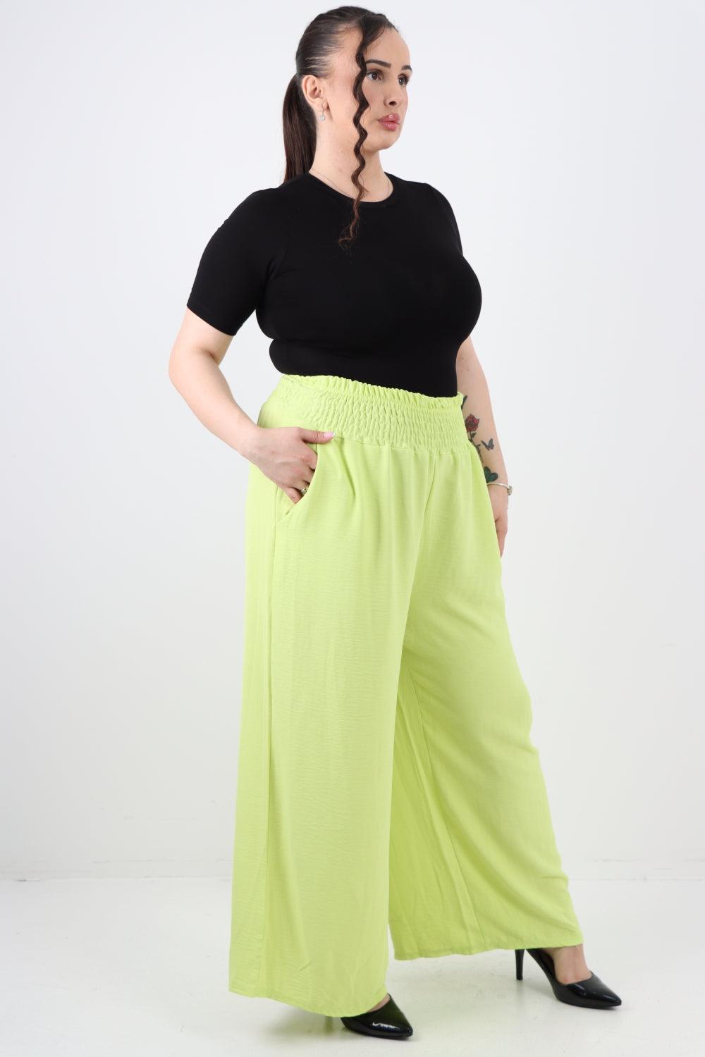 Shirred Waist Side Pockets Trouser - Lashra Fashion