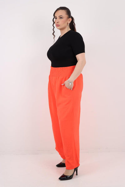 Shirred Waist Side Pockets Trouser - Lashra Fashion