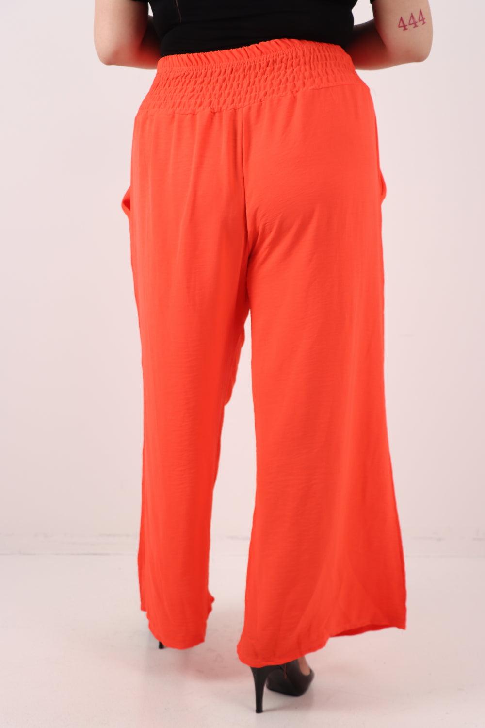 Shirred Waist Side Pockets Trouser - Lashra Fashion