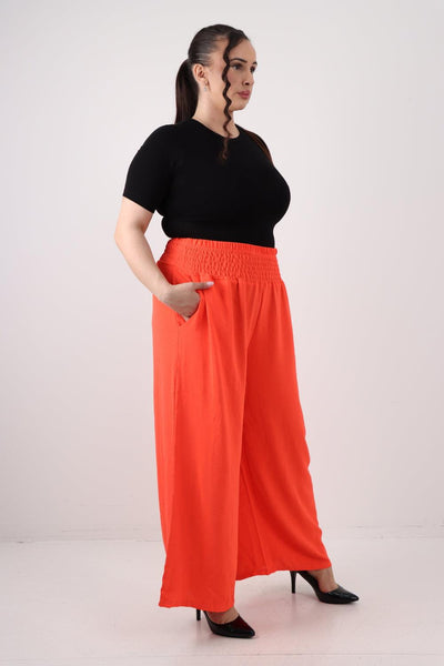 Shirred Waist Side Pockets Trouser - Lashra Fashion