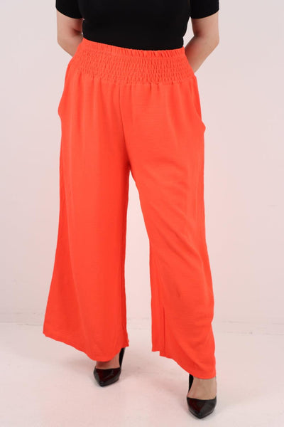 Shirred Waist Side Pockets Trouser - Lashra Fashion