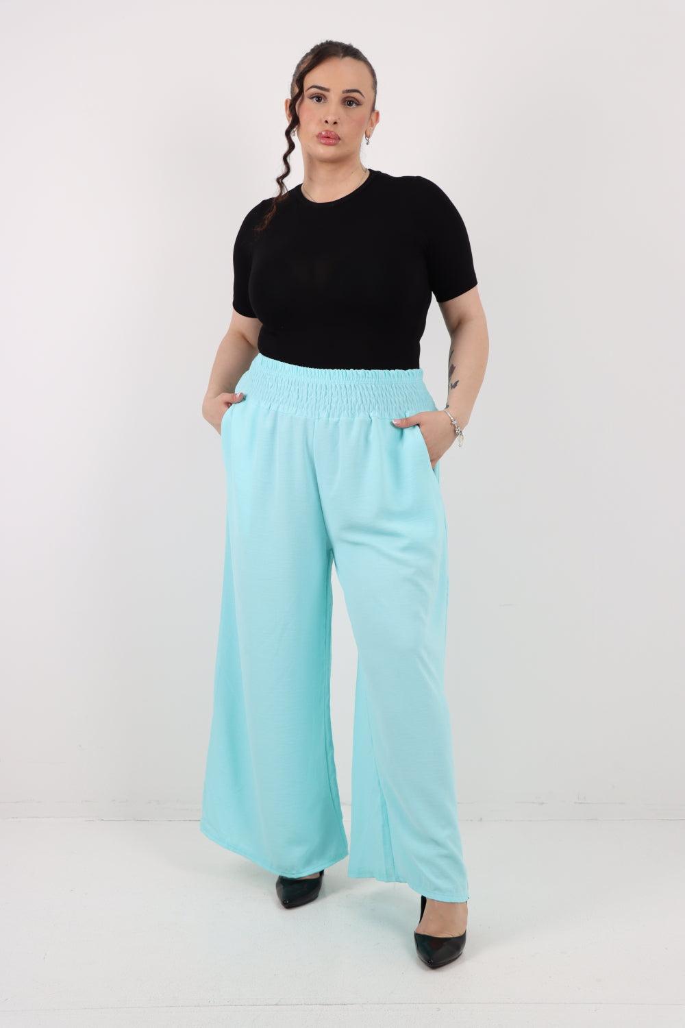 Shirred Waist Side Pockets Trouser - Lashra Fashion