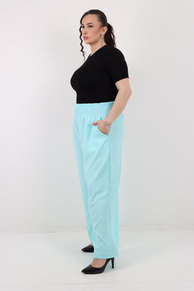 Shirred Waist Side Pockets Trouser - Lashra Fashion