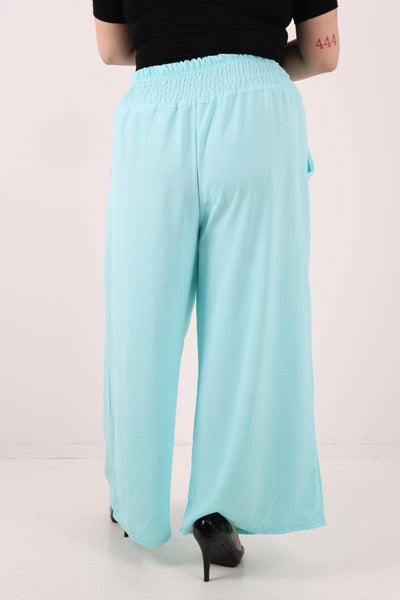 Shirred Waist Side Pockets Trouser - Lashra Fashion