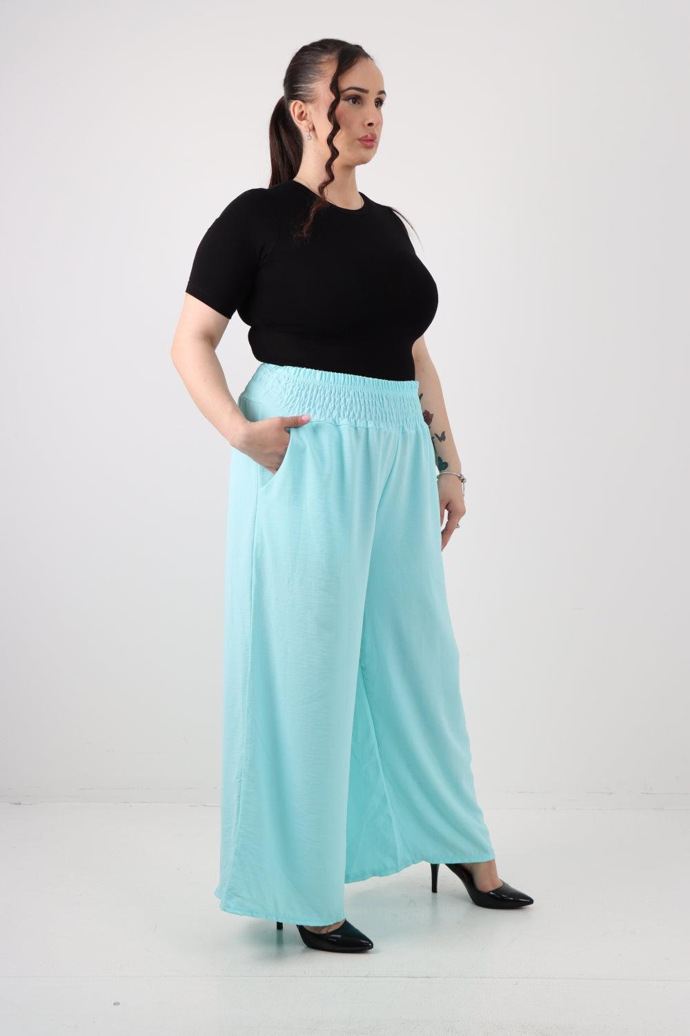 Shirred Waist Side Pockets Trouser - Lashra Fashion